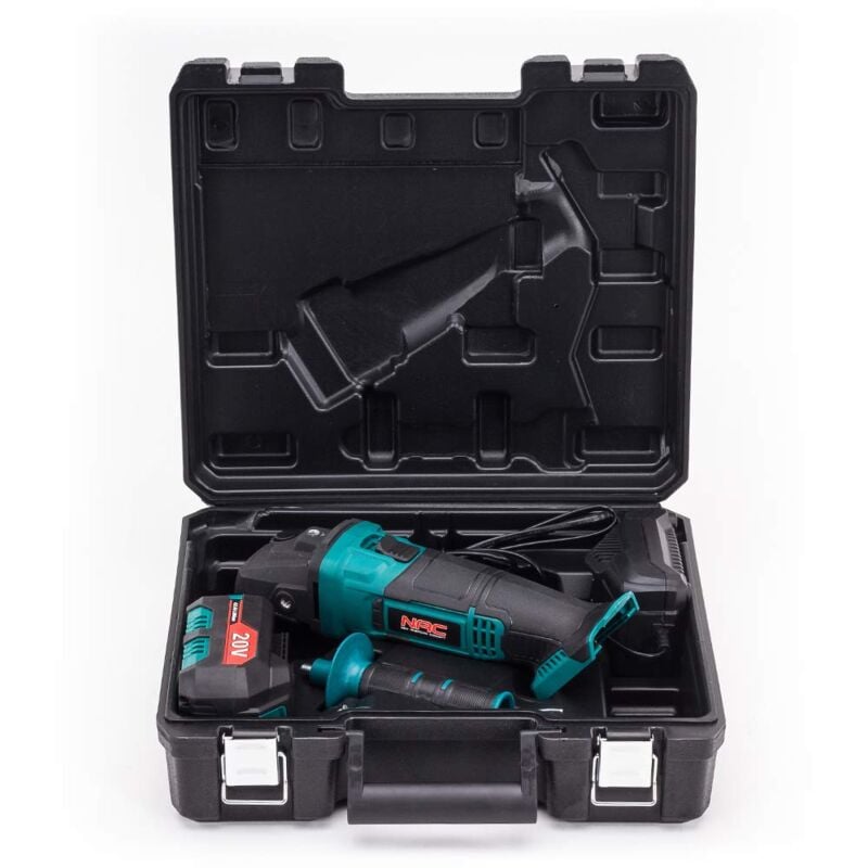 foto del prodotto nac new american concept nac, smerigliatrice angolare a batteria, batteria de 20v, 4ah, li ion, dischi de 125 mm, 10.000 velocit , protezione de