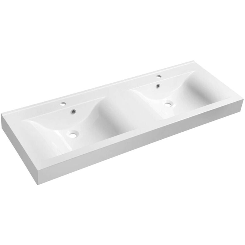 foto del prodotto nadja lavabo doppio 1400x500 mm, con troppopieno, fori per rubinetto, bianco 68141 sapho