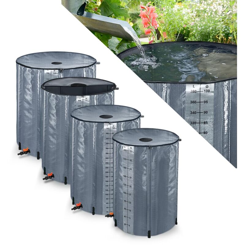 foto del prodotto naizy barile per acqua piovana barile per acqua piovana pieghevole da 750 litri con copertura protettiva in pvc, aste di supporto, valvola di