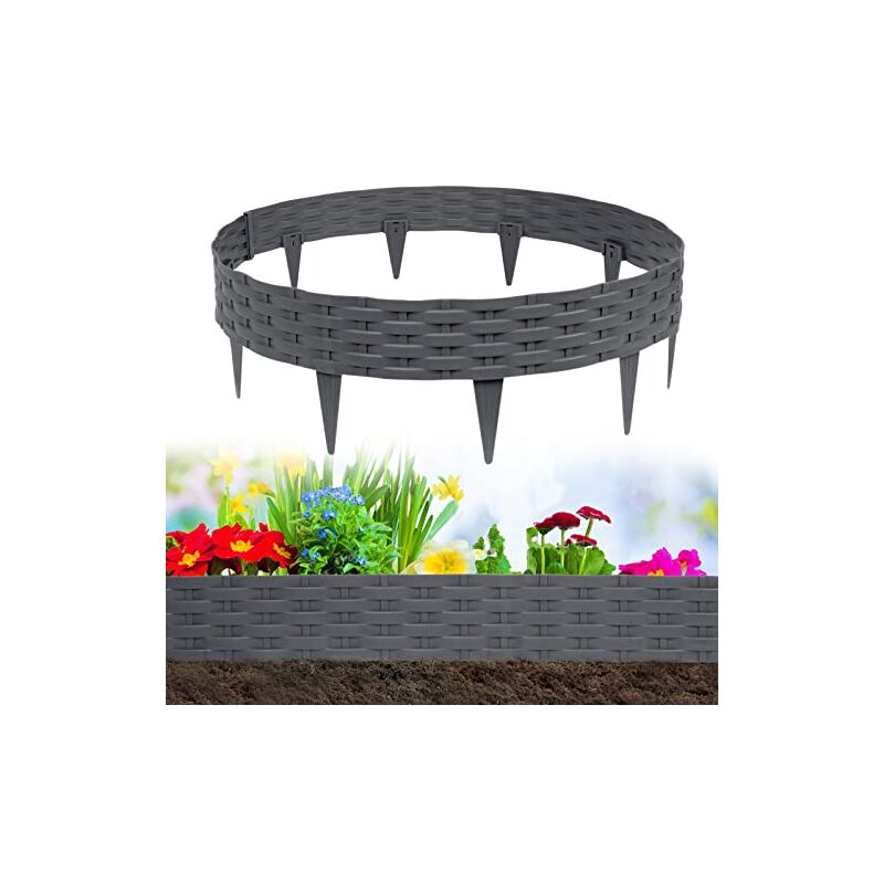 foto del prodotto naizy bordatura per letto in rattan 10m, plastica curvabile, palisade, anthracite 10 pezzi 10m 
