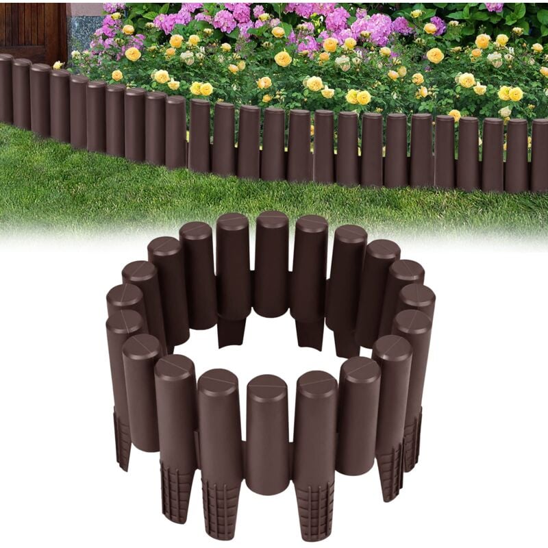 foto del prodotto naizy bordo per prato 2,8 m bordo per aiuola in plastica effetto legno bordo per aiuola in polipropilene 28 x 24 cm per pezzo palizzata da giardino