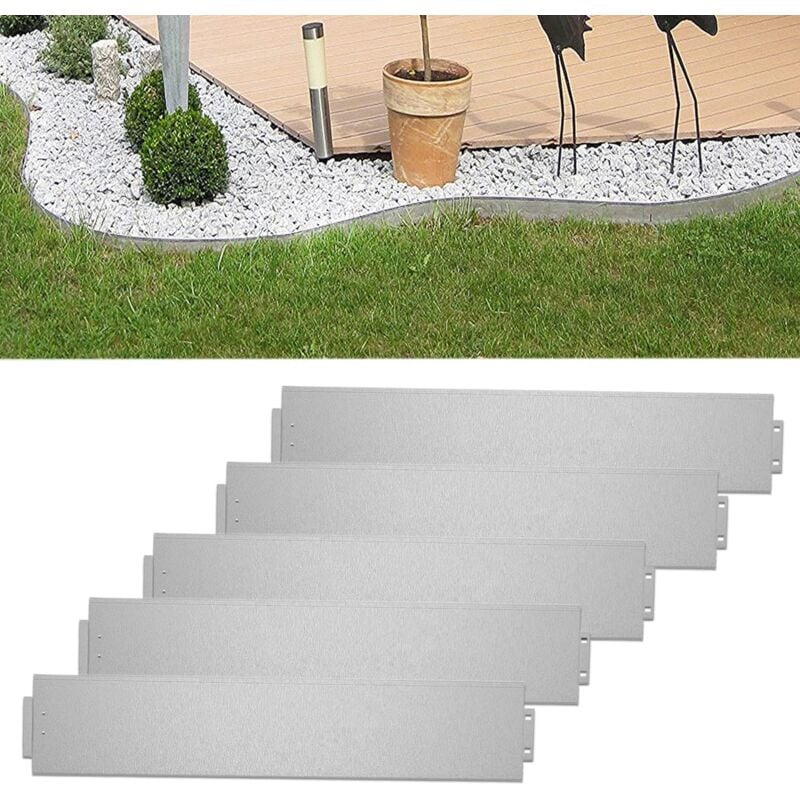 foto del prodotto naizy bordo per prato 40 m 40 pezzi bordo falciante in metallo zincato 100 x 18 cm per pezzo, bordo regolabile e flessibile per piante da