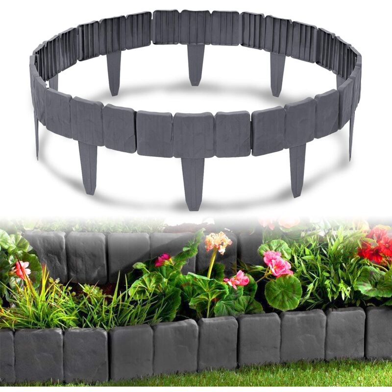 foto del prodotto naizy bordo per prato in plastica effetto pietra 10 m bordo per aiuole bordo per falciatura bordo per aiuole cordoli in plastica 25 cm x 23 cm l x