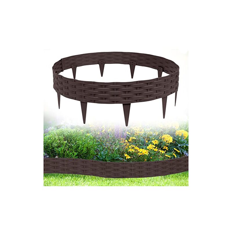 foto del prodotto naizy bordo per prato in rattan 4x10m, plastica curvabile, marrone 40 pezzi 40m 