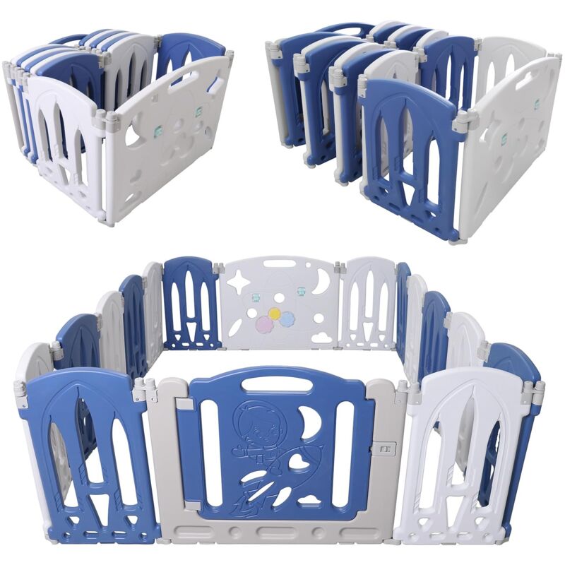 foto del prodotto naizy box per bambini 14 2 box pieghevole con pannello per giochi e pannello per porta cancello strisciante barriera in hdpe antiscivolo recinzione