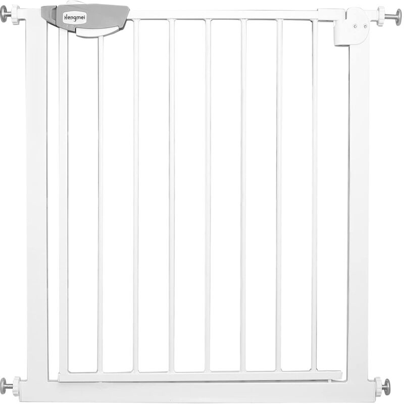 foto del prodotto naizy cancello di sicurezza per bambini, cancelletto per scale n stop safety gate senza fori e griglia metallica 75 85 cm di larghezza bianco