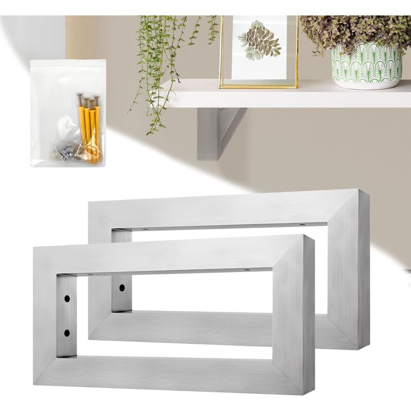 foto del prodotto naizy console a parete in acciaio inossidabile 35 x 15 cm, supporto per mensola per lavabo, portasciugamani sottopiano, set completo di accessori