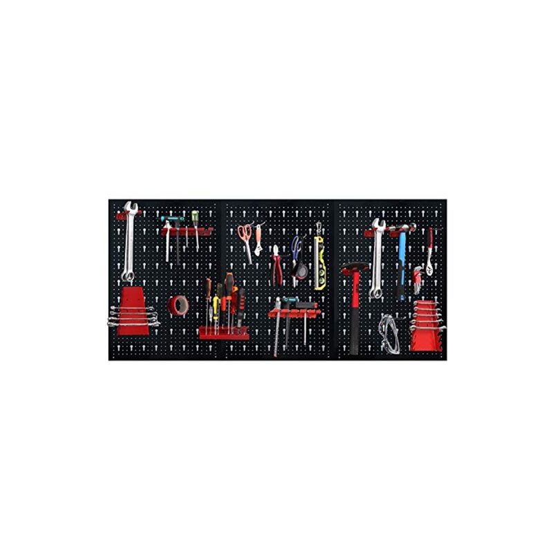 foto del prodotto naizy parete forata per attrezzi in metallo 120 x 60 x 2 cm parete forata per attrezzi con accessori assortimento di ganci da 17 pezzi parete in