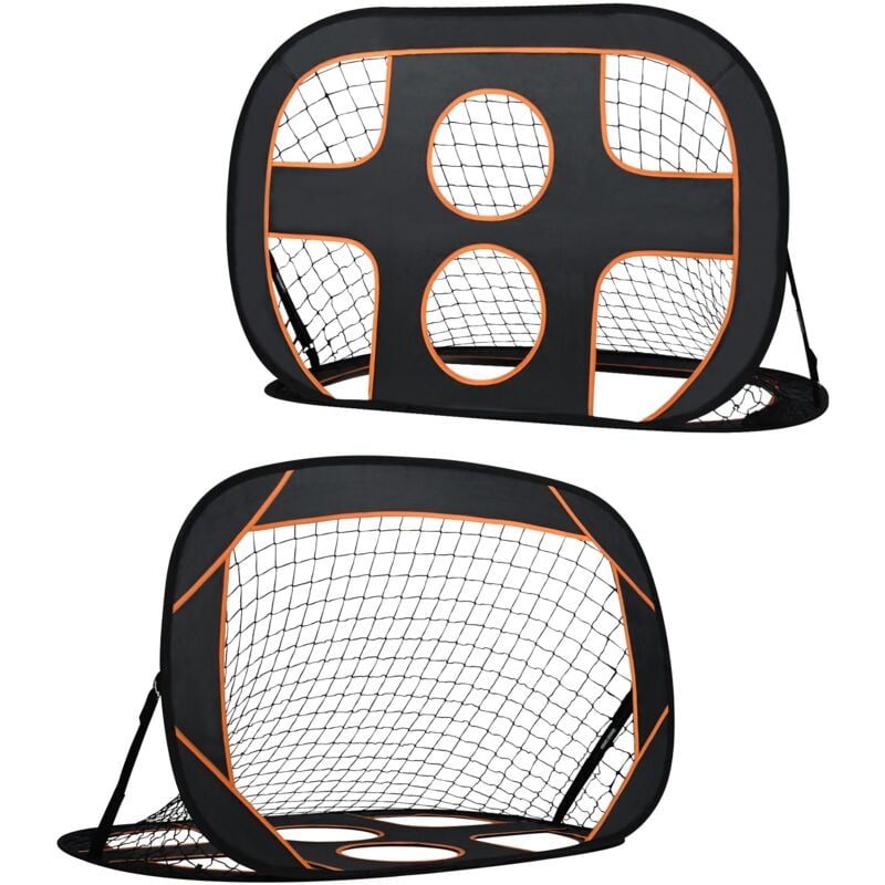 foto del prodotto naizy porta da calcio pieghevole 2 in 1 per bambini, 121x80x80 cm, con parete pop up a 6 fori e borsa per il trasporto, per allenamenti e partite