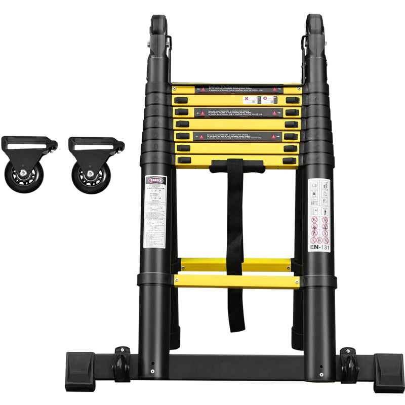 foto del prodotto naizy scala telescopica scala multifunzionale pieghevole da 5 m scala multiuso in alluminio scala allungabile 16 pioli 90 cm capacit di carico 150