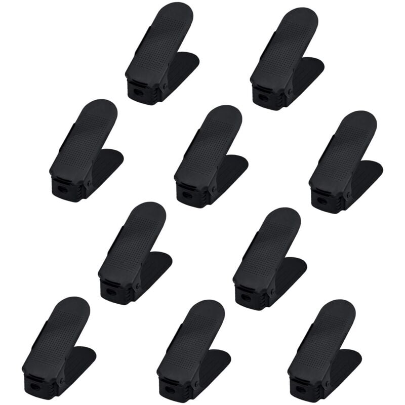 foto del prodotto naizy set di scarpiere regolabili set di scarpe regolabili antiscivolo impilatore di scarpe regolabile in 3 altezze in plastica 10 pezzi, nero 