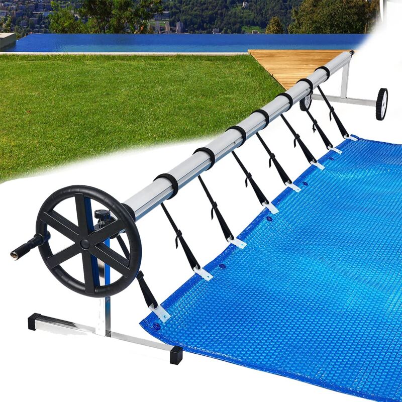 foto del prodotto naizy sistema di avvolgimento avvolgitore per piscina da 3 m 5,7 m per liner per piscina dispositivo di avvolgimento mobile con ruote avvolgitore