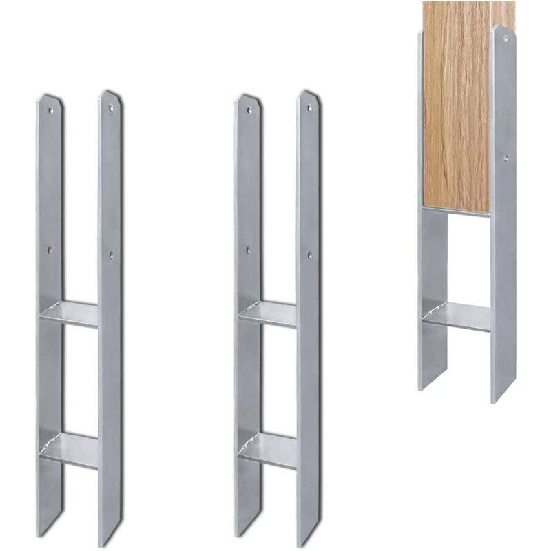 foto del prodotto naizy supporto per palo ad h, con tasselli, zincato a caldo, lunghezza 600 mm, durevole, larghezza 91 mm, per varie applicazioni