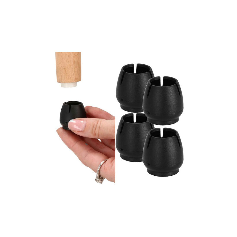 foto del prodotto nak adki in silicone per le gambe della sedia, set di 4 pezzi, neri, protezioni per i supporti delle gambe da 12 16 mm.