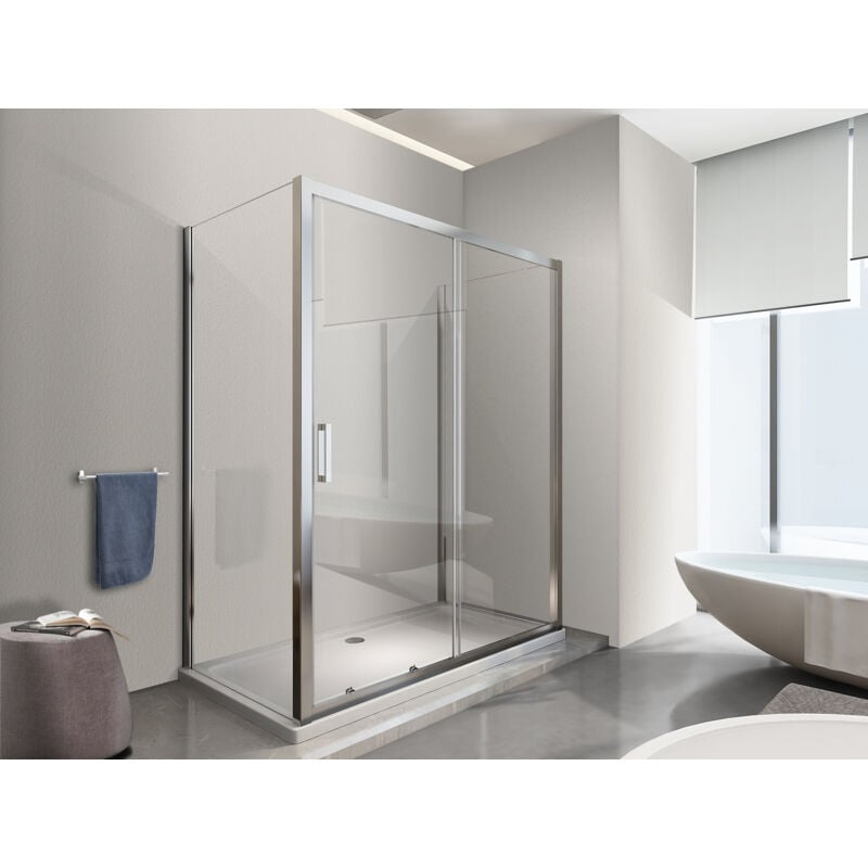 foto del prodotto nala box cabina doccia 3 lati 2 fissi e uno scorrevole 65 67,5x145 150x65 67,5
