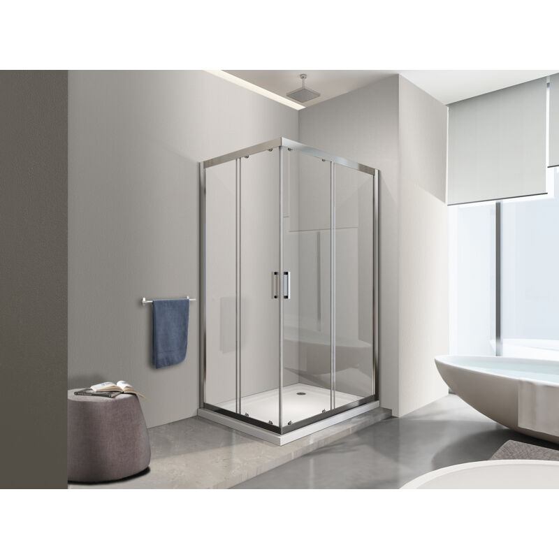 foto del prodotto nala box doccia 6 mm angolare rettangolare profilo cromo reversibile h.190 80x100