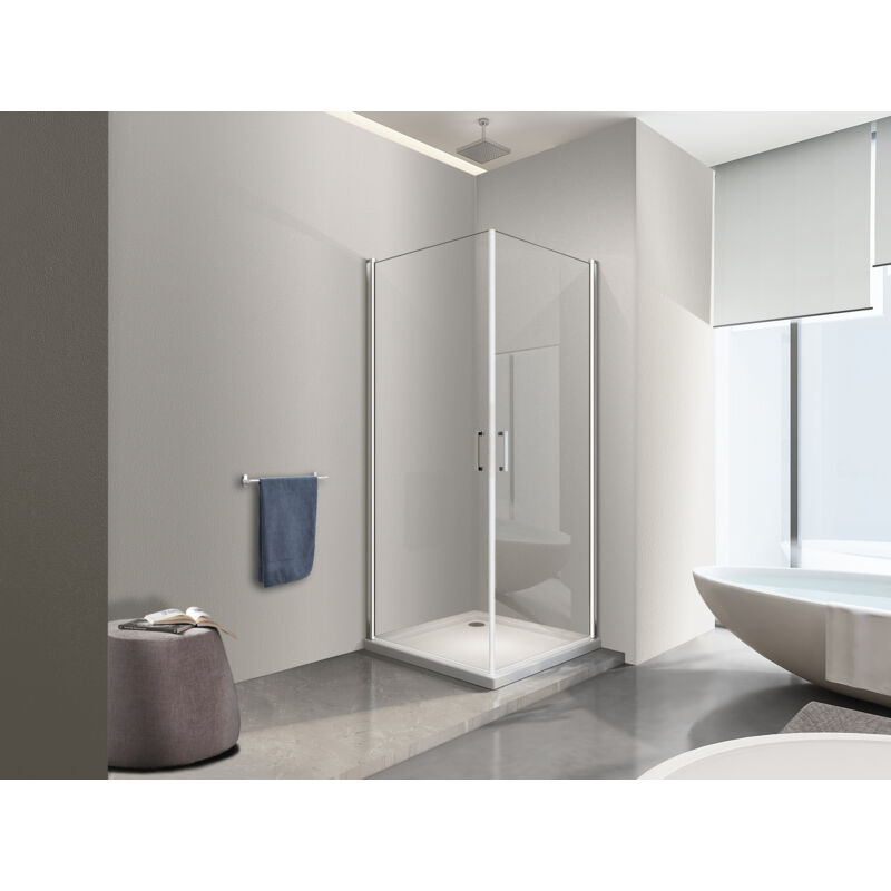 foto del prodotto nala box doccia doppio battente angolare vetro temperato 8 mm easy clean reversibile 81,5 83,5 x 81,5 83,5 h 200 cm