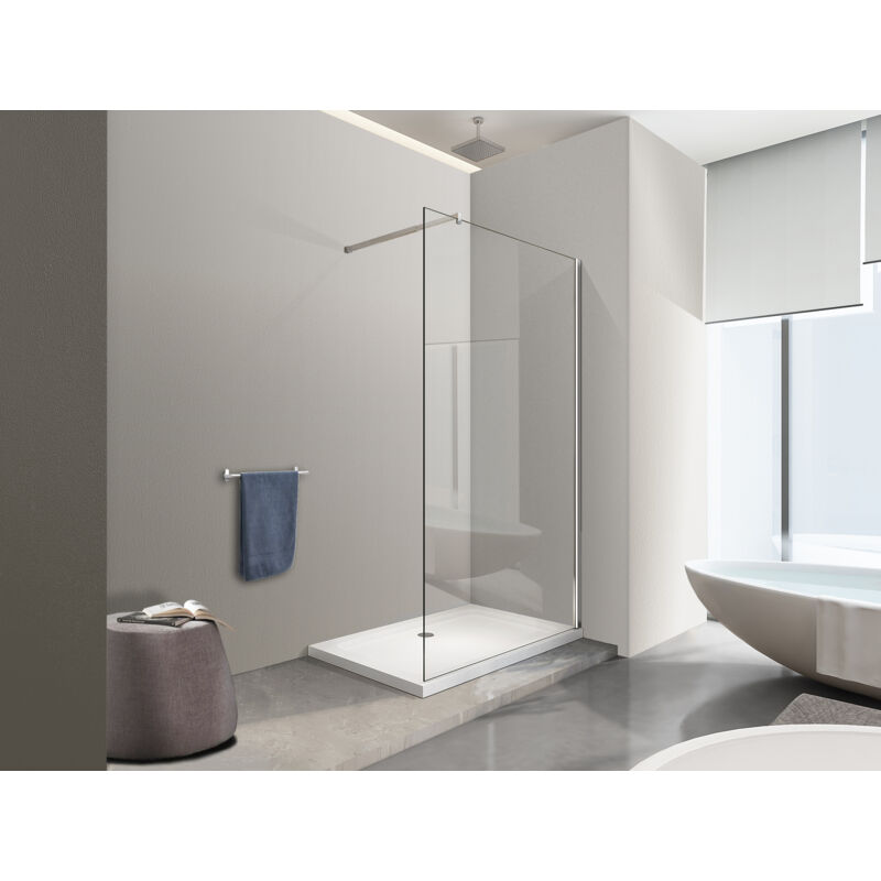 foto del prodotto nala - parete doccia 8 mm walk in reversibile altezza 200 cm 80 regolabile 78-80