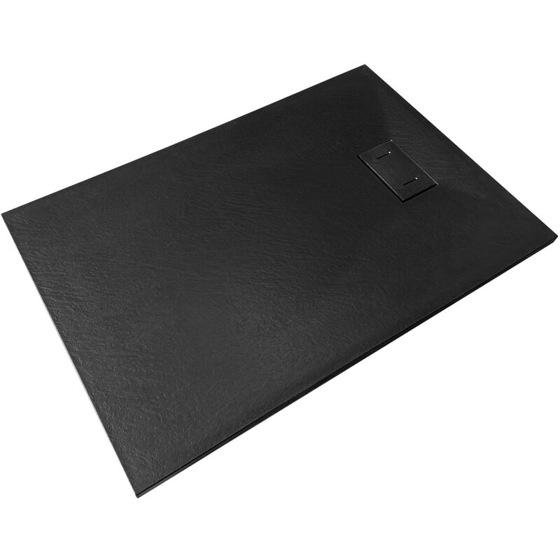 foto del prodotto nala piatto doccia in smc vetroresina effetto pietra h 2,6 cm con piletta di scarico inclusa 80 140 nero