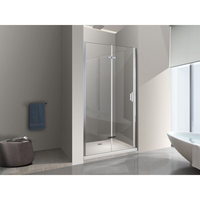 immagine 0 del prodotto nala porta box doccia con apertura a libro pieghevole a soffietto per installazione in nicchia h 190 cromo trasparente anticalcare misura 58 61,5