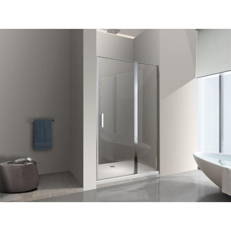 foto del prodotto nala porta doccia vetro 6 mm apertura battente con fisso in linea altezza 190 regolabile 97 100