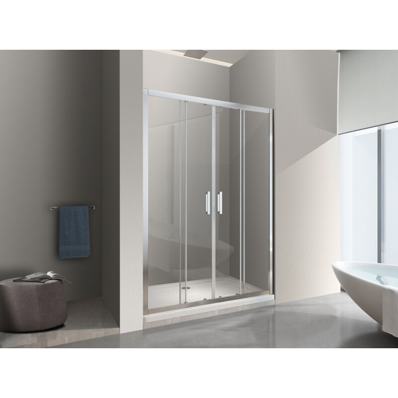 foto del prodotto nala porta doccia vetro 6 mm con apertura centrale a 4 ante per installazione in nicchia altezza 190 cm 158 163