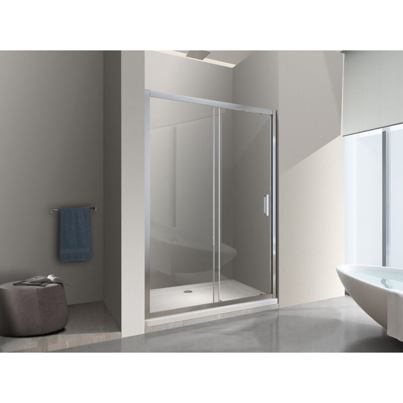 foto del prodotto nala porta doccia vetro 6 mm per installazione in nicchia altezza 190 cm installazione reversibile cm 105 110