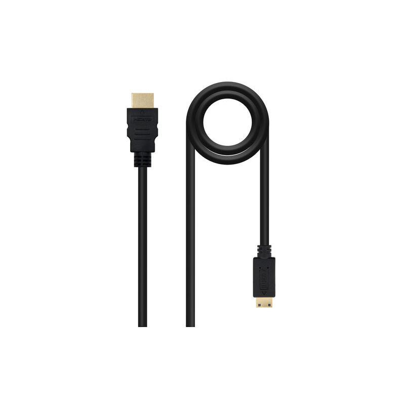 foto del prodotto nano cable nanocable 10.15.0902 da hdmi a mini cavo hdmi ad alta velocit v1.3b, a m c m, maschio maschio, nero, 1,8mts