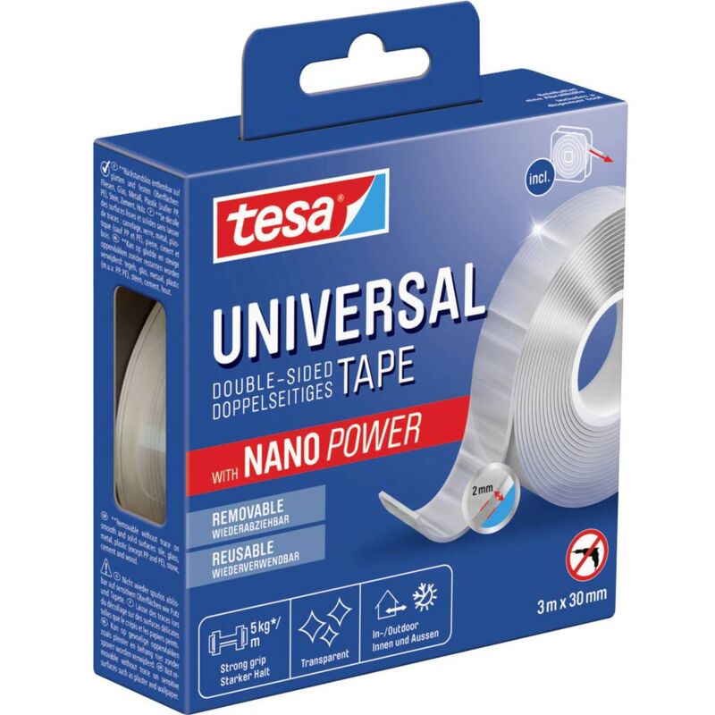 foto del prodotto nano tape 55810 00000 00 nastro biadesivo trasparente l x l 3 m x 30 mm 1 pz. tesa