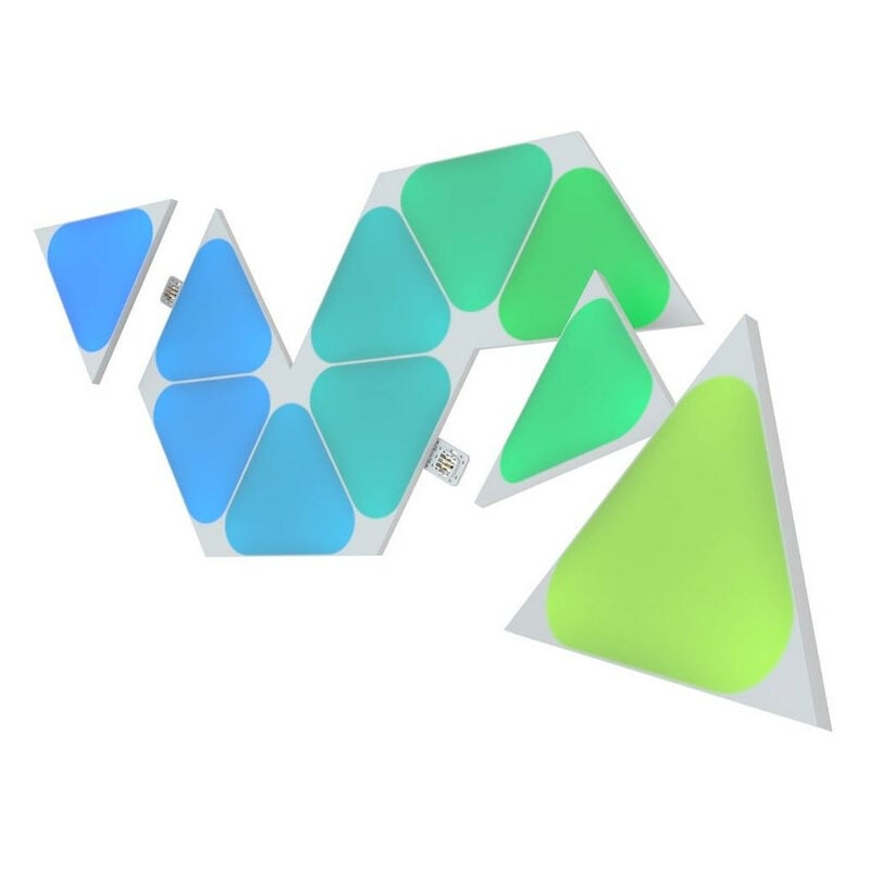 foto del prodotto nanoleaf shapes mini triangle expansion pack, 10 mini triangoli led aggiuntivi rgbw applique da parete interno modulari, luci led 16m colori