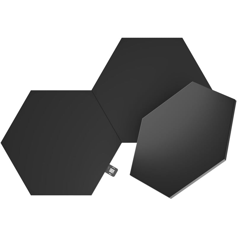 foto del prodotto nanoleaf shapes ultra black hexagon expansion pack, 3 esagoni led aggiuntivi rgbw applique da parete interno modulari, luci led 16m colori wifi,