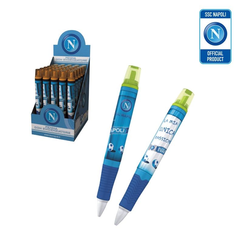 foto del prodotto napoli bpe-01-np - penna con evidenziatore fantasie assortite - bpe01np