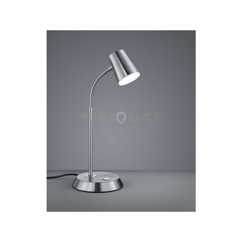 foto del prodotto narcos lampada tavolo led 6,9w 1x 660lm, 3000k acciaio con diffusore conico dimmerabile h.38cm nickel