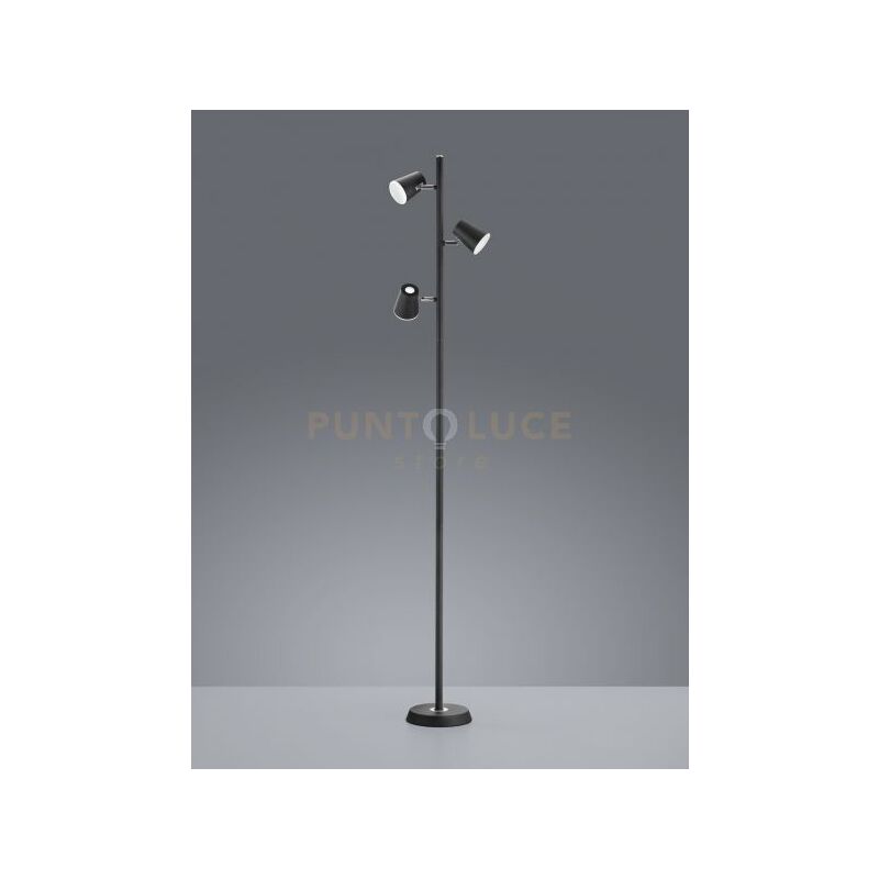 foto del prodotto narcos piantana led 20,7w 1980lm, 3000k 3 diffusori orientabili luce passante nero opaco con touch dimmer 4 intensita h.154cm