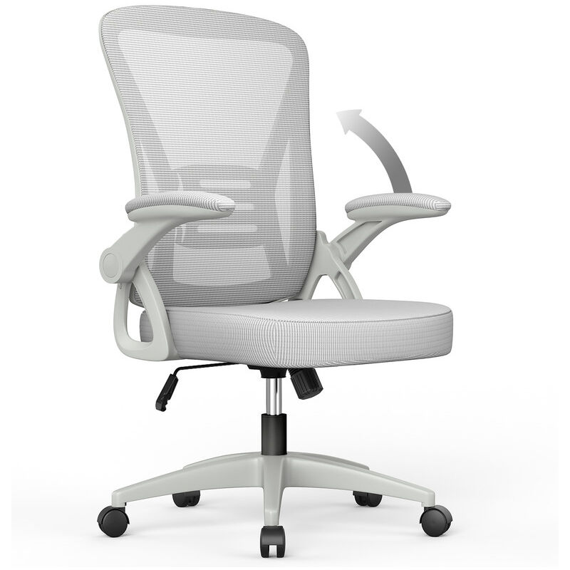 foto del prodotto naspaluro sedia ufficio bracciolo regolabile poltrona ergonomica in rete traspirante con supporto lombare, schienale reclinabile e altezza