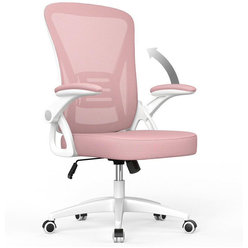 foto del prodotto naspaluro sedia ufficio bracciolo regolabile poltrona ergonomica in rete traspirante con supporto lombare, schienale reclinabile e altezza