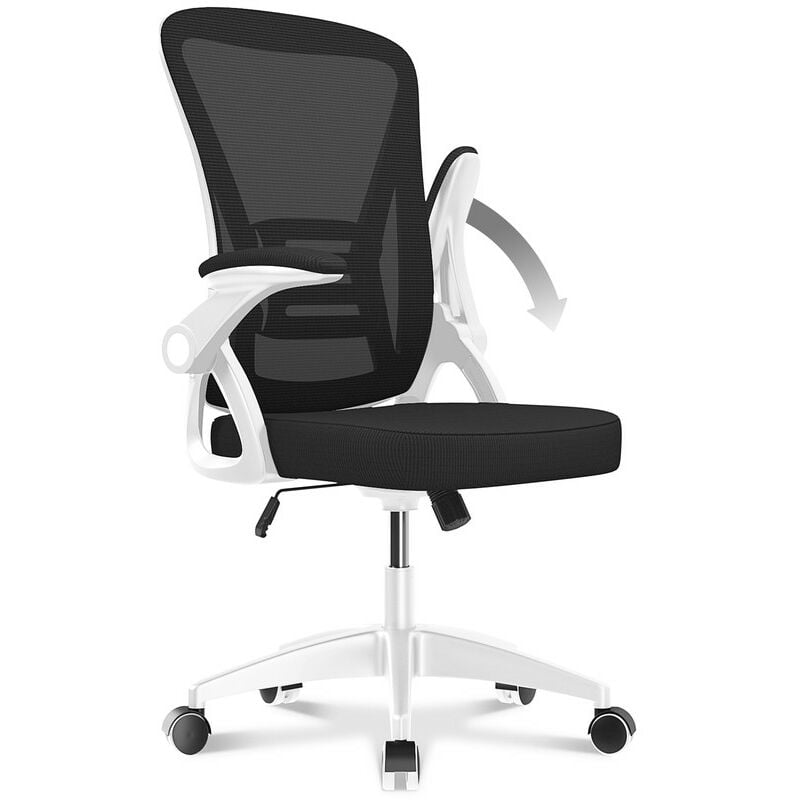 foto del prodotto naspaluro sedia ufficio bracciolo regolabile poltrona ergonomica in rete traspirante con supporto lombare, schienale reclinabile e altezza