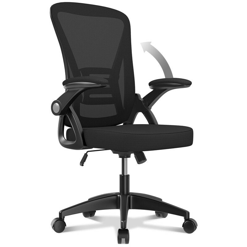 foto del prodotto naspaluro sedia ufficio con braccioli ribaltabili, schienale in rete mesh, schienale 90 105 , portata 120kg, nero