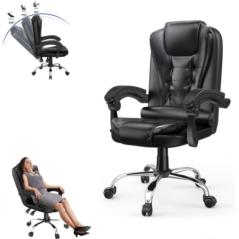 foto del prodotto naspaluro sedia ufficio poltrona ufficio pelle sedia direzionale ergonomica studio regolabile sedia da ufficio reclinabile con braccioli