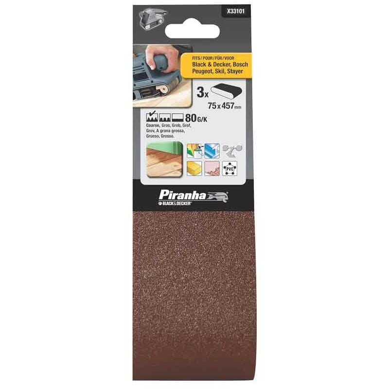 foto del prodotto nastri 75x457 mm grana 60 per levigatrici a nastro black and decker x33096 xj