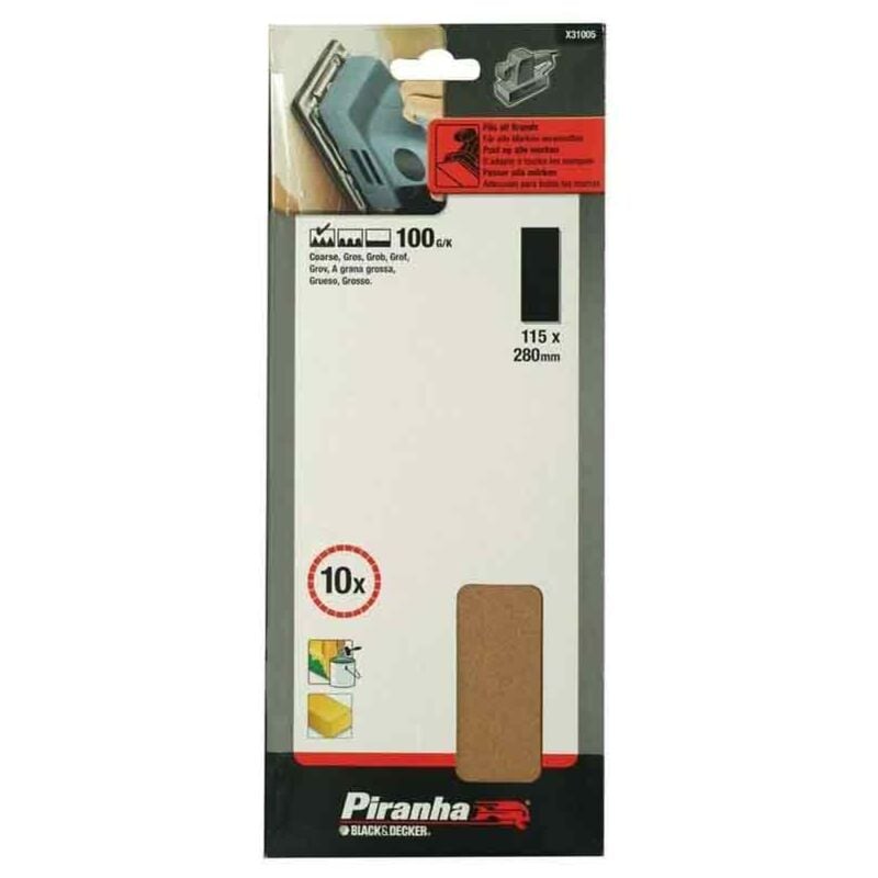 foto del prodotto nastri abrasivi 115x280 mm grana 100 per levigatrici orbitali black and decker