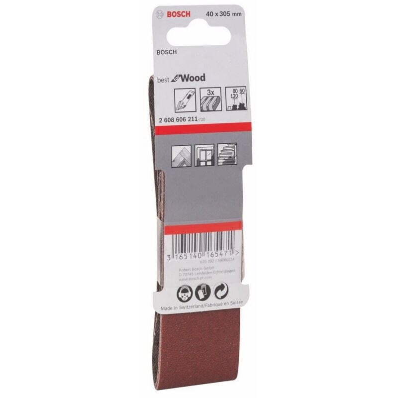 foto del prodotto nastri abrasivi 40x305 assortiti per 3 per levigatrice bosch