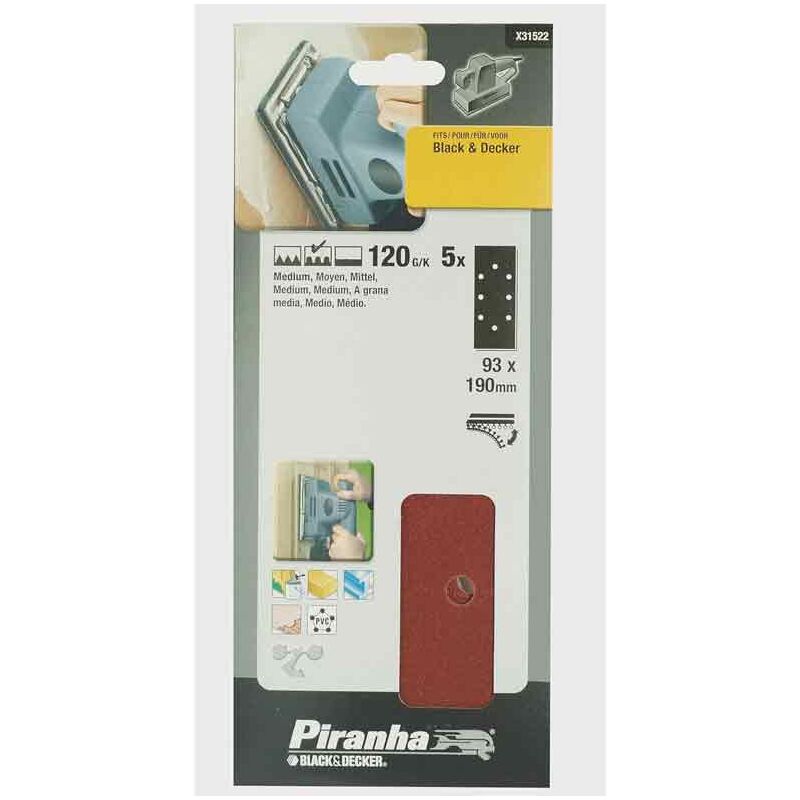 foto del prodotto nastri abrasivi 93x190 mm grana 120 per levigatrici orbitali black and decker