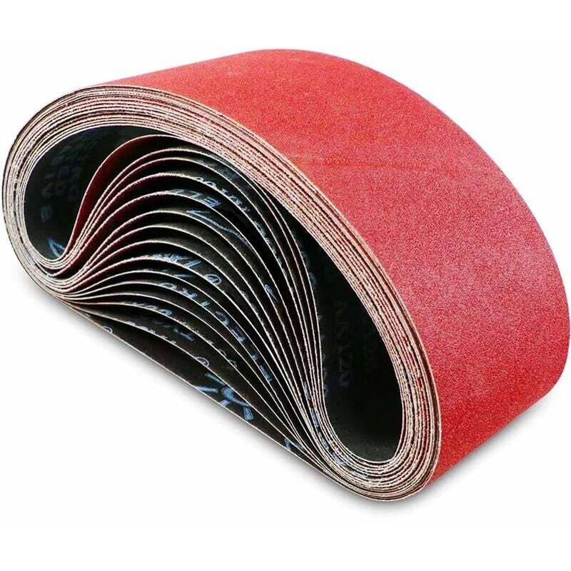 foto del prodotto nastro abrasivo 100 x 610 mm nastro abrasivo set di nastri abrasivi misti 3 grana 60 80 120 180 240 per levigatrici a nastro 15 pezzi , 
