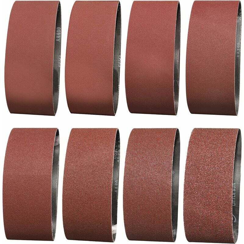 foto del prodotto nastro abrasivo 100x610 mm grane 2 x 40 60 80 120 150 180 240 320 nastro abrasivo per levigare, lucidare e spolverare, ideale per legno 16 pezzi 