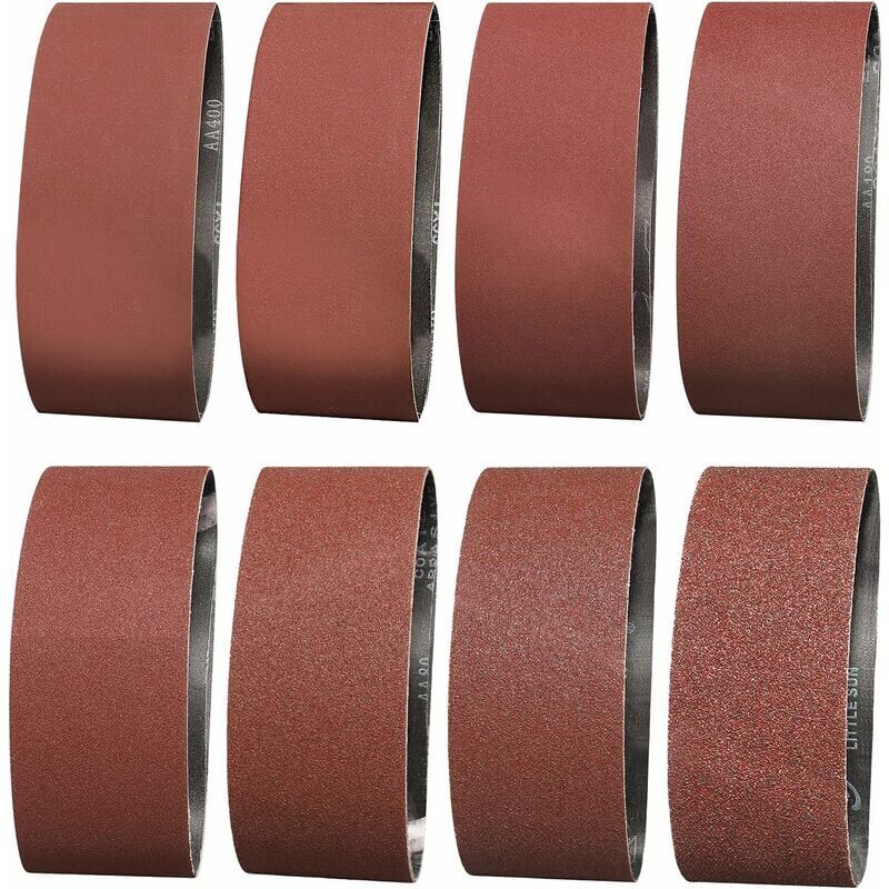foto del prodotto nastro abrasivo 100x610 mm grane 2 x 40 60 80 120 150 180 240 320 nastro abrasivo per levigare, lucidare e spolverare, ideale per legno 16 pezzi 