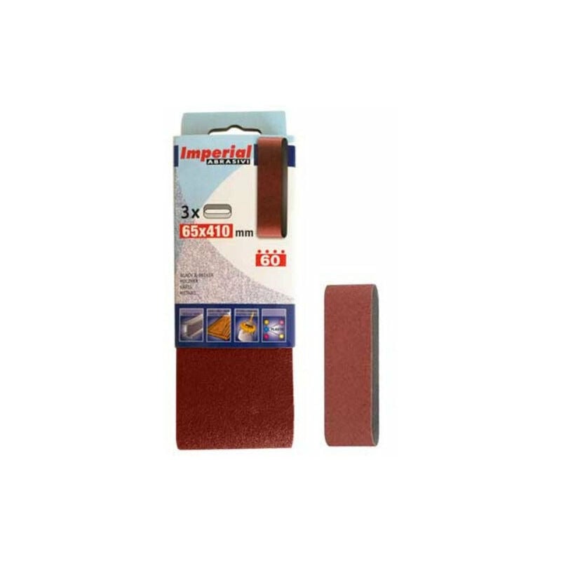 foto del prodotto nastro abrasivo mm 65 x 410 grana 60 3 pezzi per levigatrice imperial