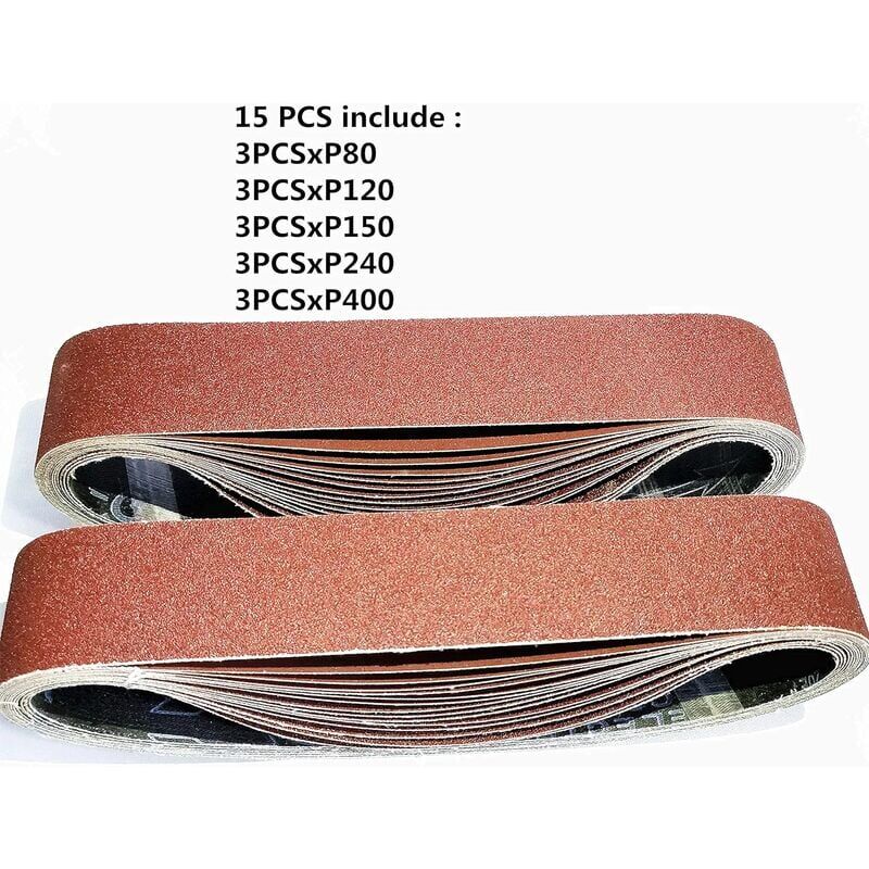 foto del prodotto nastro abrasivo ymyny 50 x 686 mm, nastri abrasivi misti 3 grane 80 120 150 240 400 per levigatrici a nastro 15 pezzi 