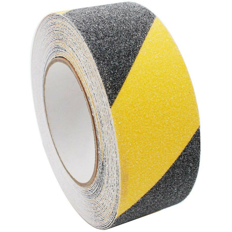 foto del prodotto nastro adesivo antiscivolo giallo nero per interni ed esterni larghezza 50mm x 3mt