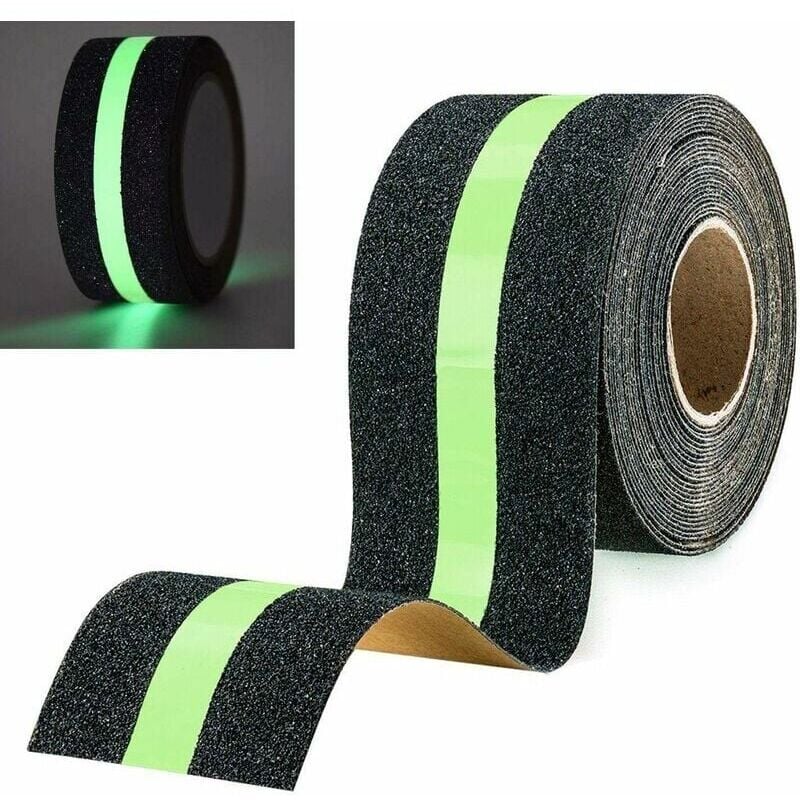 foto del prodotto nastro adesivo antiscivolo luminoso sicurezza per scale, scalette e pavimenti scivolosi interni ed esterni 5 m x 5 cm